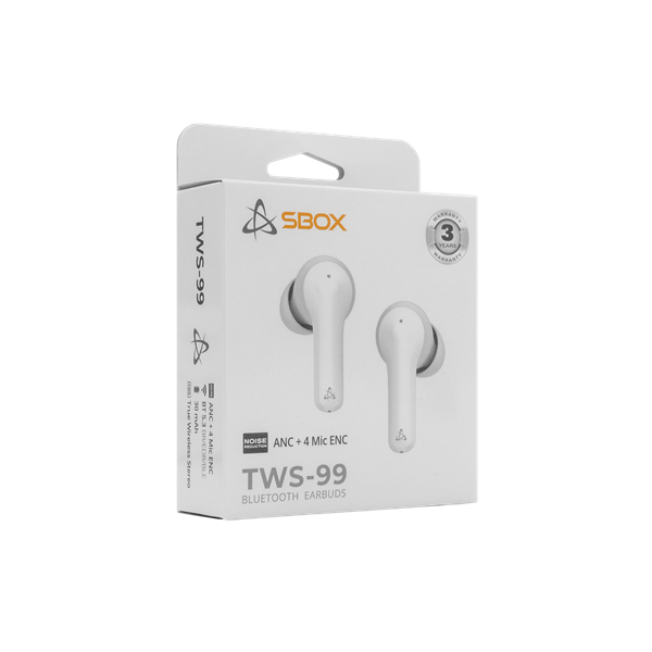 SBOX EARBUDS EB-TWS99 ANC True Wireless Bluetooth fehér fülhallgató