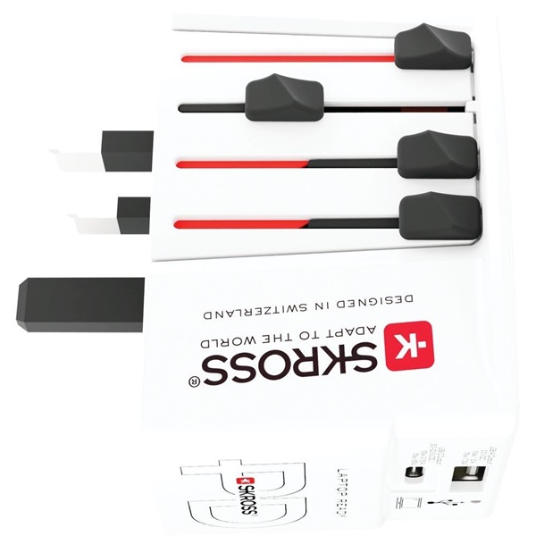 SKROSS 1.302976 MUV 65W USB-A/USB-C fehér világutazó adapter + Type-C kábel