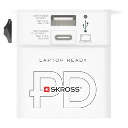 SKROSS 1.302976 MUV 65W USB-A/USB-C fehér világutazó adapter + Type-C kábel