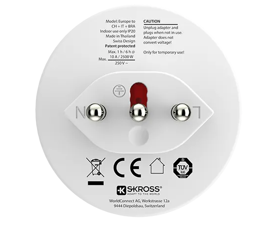 SKROSS (1.500272) Svájc/Olaszország/Brazília utazó adapter
