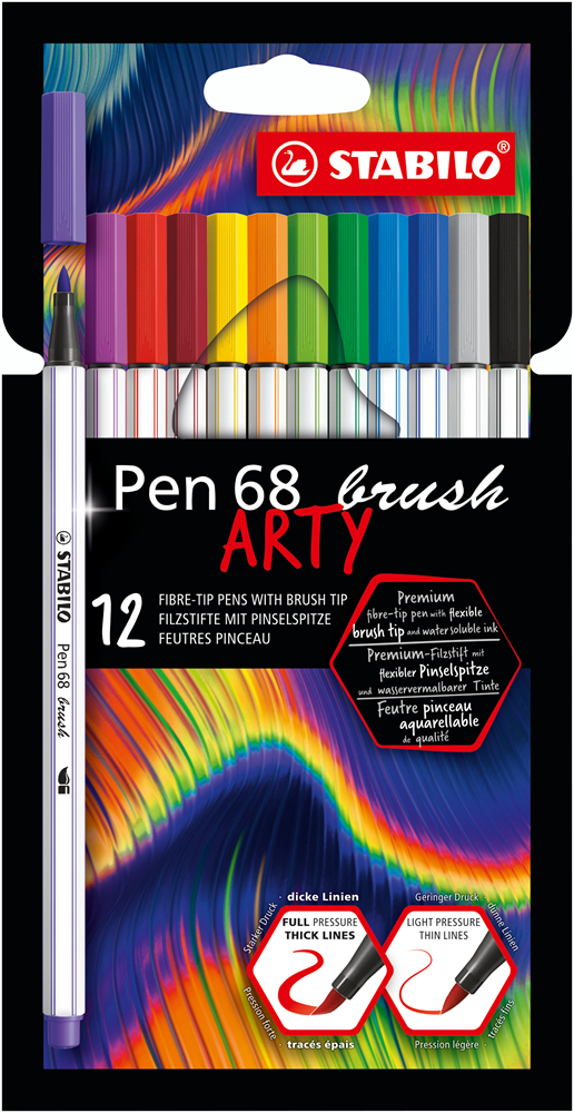 STABILO Pen 68 brush ARTY 12db-os ecsetfilc készlet