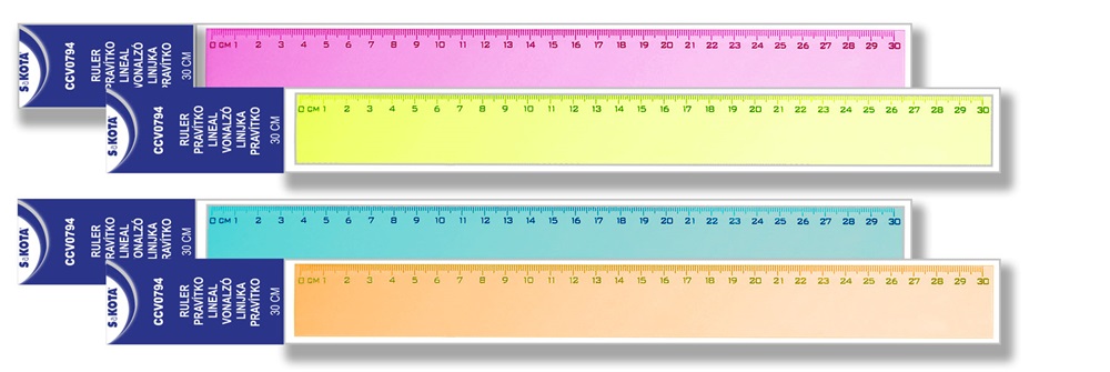 Sakota 30cm-es színes vonalzó