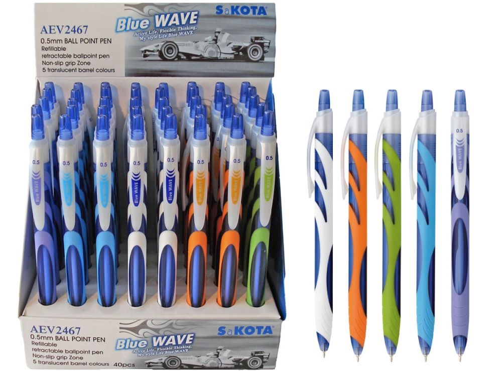 Sakota Blue Wave nyomógombos vegyes színű golyóstoll