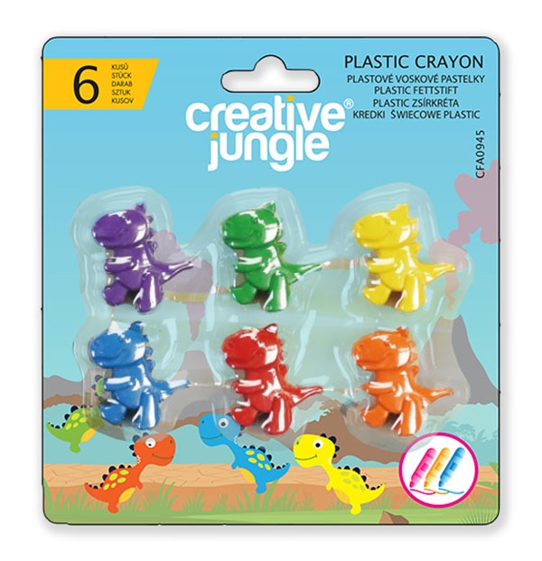 Sakota Creative Jungle Dinó 6 db-os plasztik zsírkréta készlet
