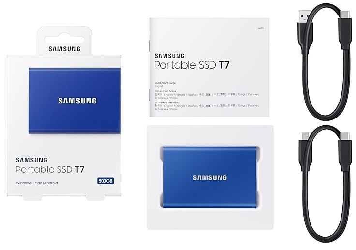 Samsung 1000GB USB 3.2 (MU-PC1T0H/WW) kék T7 külső SSD