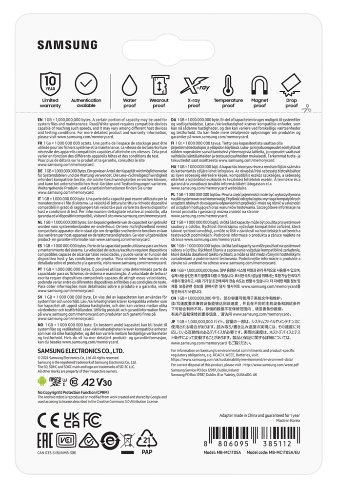 Samsung 1TB SD micro (MicroSDXC UHS-I U3) memóriakártya