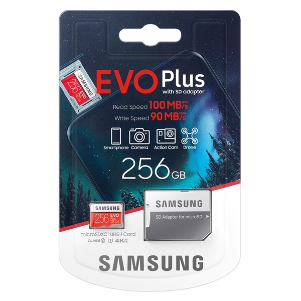 Samsung 256GB SD micro EVO Plus (SDXC Class10) (MB-MC256HA/EU) memóriakártya adapterrel