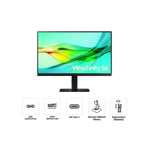 Samsung 27" LS27D600UAUXEN ViewFinity S6 S60UD QHD IPS DP/HDMI/USB/USB-C/RJ45 monitor