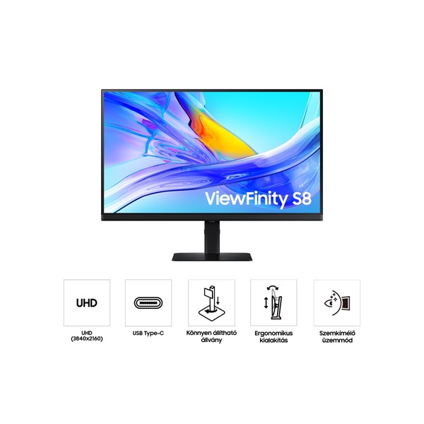 Samsung 27" LS27D800UAUXEN ViewFinity S8 S80UD 4K UHD IPS DP/HDMI/USB/USB-C/RJ45 monitor