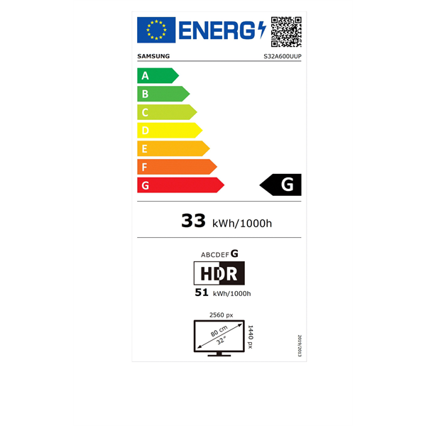 Samsung 32" LS32A600UUPXEN QHD HDMI/DP HDR10 monitor