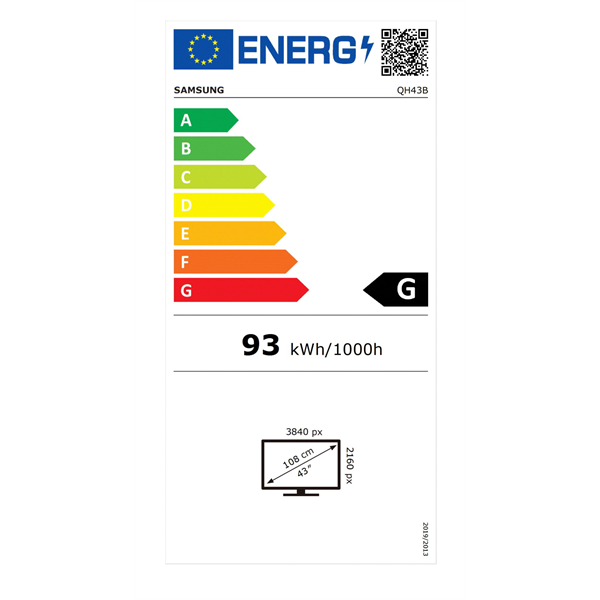 Samsung 43" LH43QHBEBGCXEN Signage QHB 4K UHD VA LFD kijelző