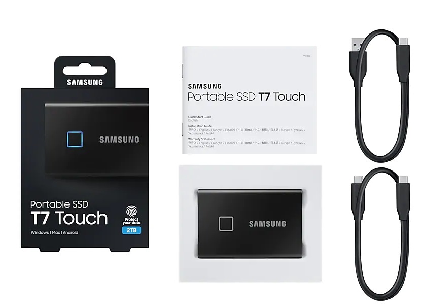 Samsung 500GB USB 3.2 (MU-PC500K/WW) fekete ujjlenyomatolvasós T7 Touch külső SSD