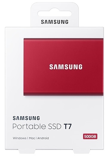 Samsung 500GB USB 3.2 (MU-PC500R/WW) piros T7 külső SSD
