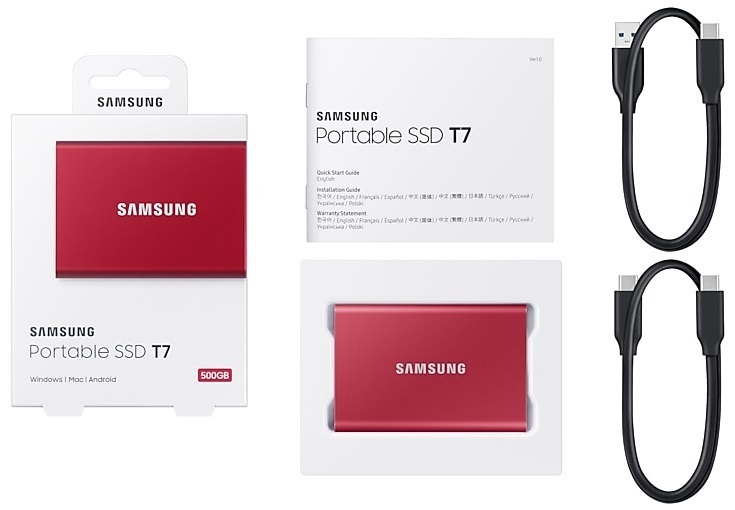 Samsung 500GB USB 3.2 (MU-PC500R/WW) piros T7 külső SSD
