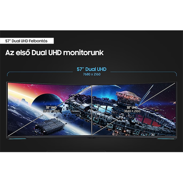 Samsung 57" G95NC 7680x2160 VA 240Hz VA HDMI/DP/USB ívelt gamer monitor
