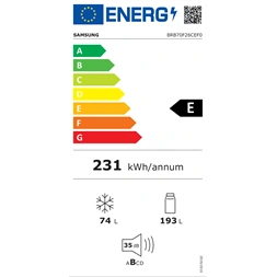 Samsung BRB70F26CEF0EO alulfagyasztós, beépíthető, Hűtő:224L, Fagyasztó:74L, hűtőszekrény
