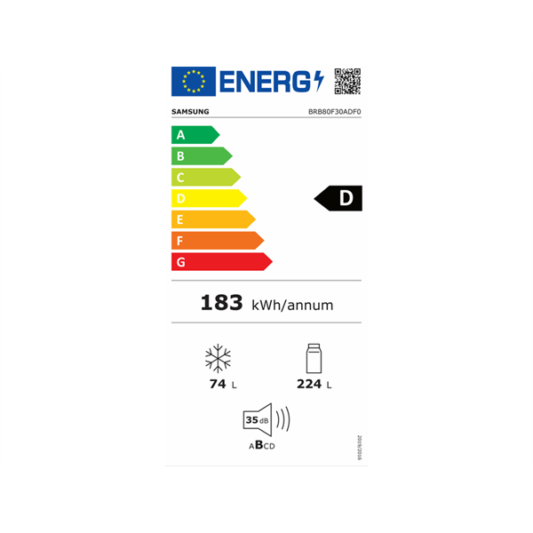 Samsung BRB80F30ADF0EO alulfagyasztós, beépíthető, Hűtő:224L, Fagyasztó:74L, hűtőszekrény