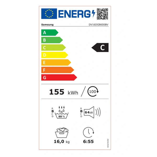 Samsung DV16DG8600BVU4 fekete, 16 kg, hőszivattyús, szárítógép