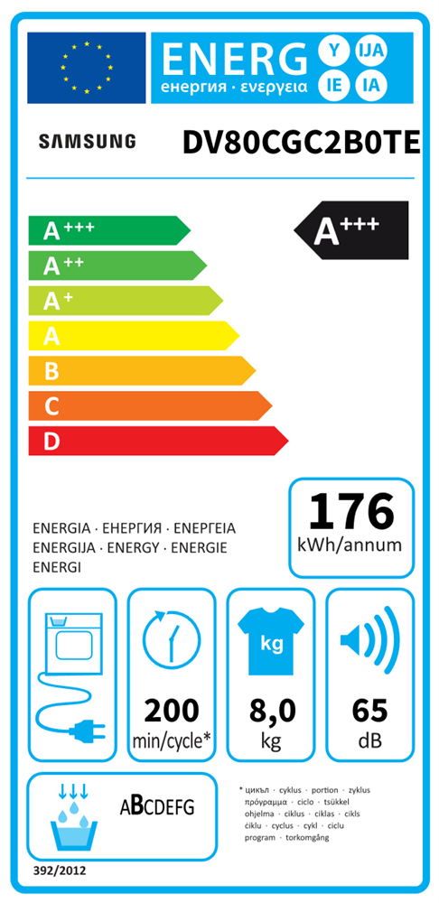 Samsung DV80CGC2B0TELE fehér, 8 kg, hőszivattyús, szárítógép