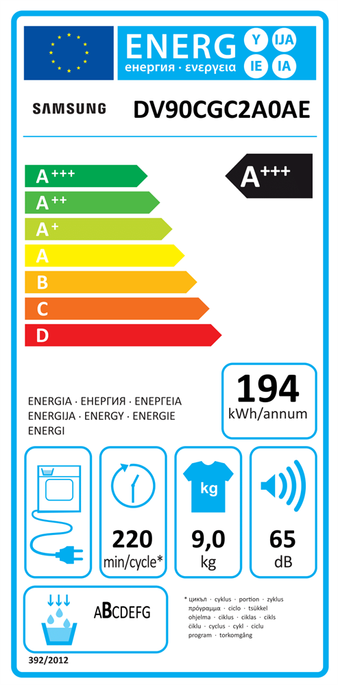 Samsung DV90CGC2A0AELE fehér, 9 kg, hőszivattyús, szárítógép