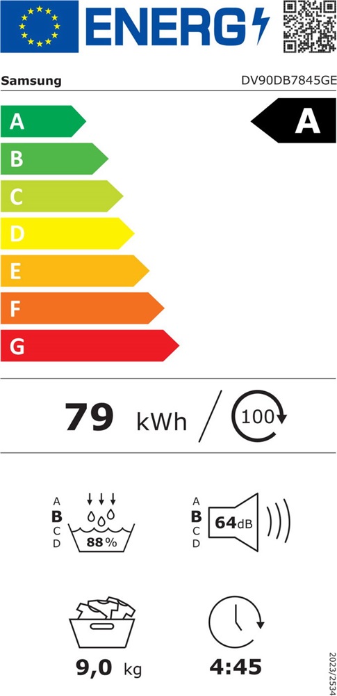 Samsung DV90DB7845GEU4 fehér-antracit, 9kg, hőszivattyús szárítógép