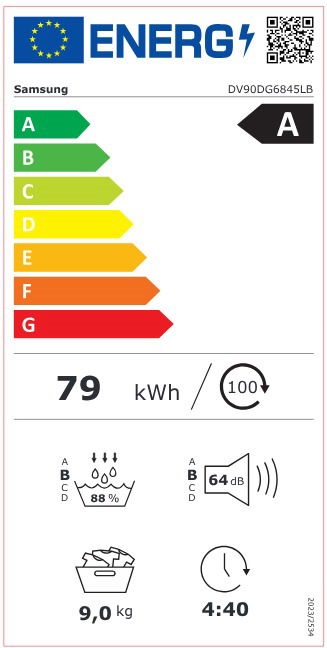 Samsung DV90DG6845LBU4 antracit, 9kg, hőszivattyús szárítógép