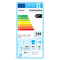 Samsung DV90T6240LB/S6 9 kg hőszivattyús szárítógép