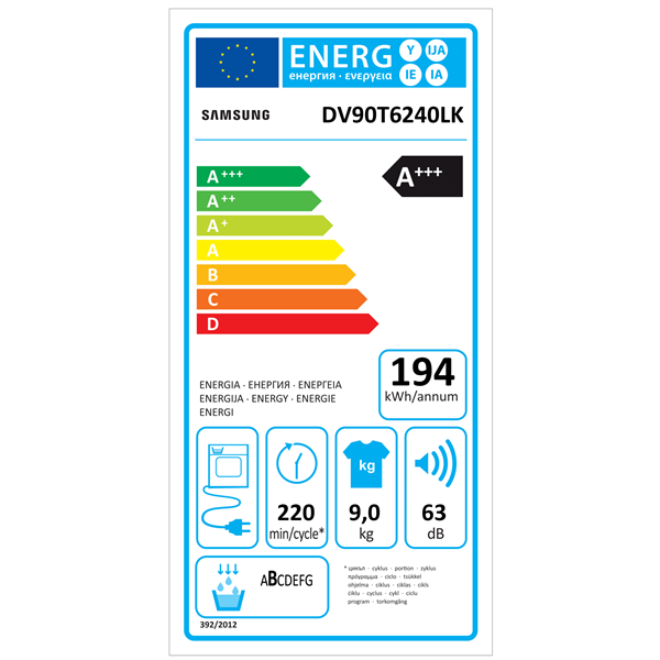 Samsung DV90T6240LK/S6 9 kg hőszivattyús szárítógép