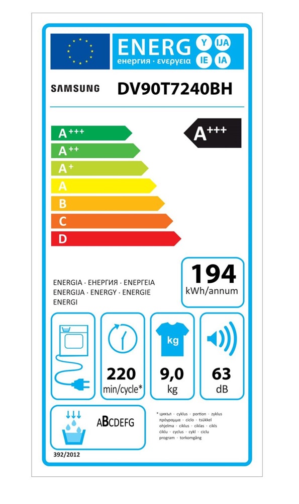 Samsung DV90T7240BH/S6 fehér, 9 kg, hőszivattyús, szárítógép (Használt-B)