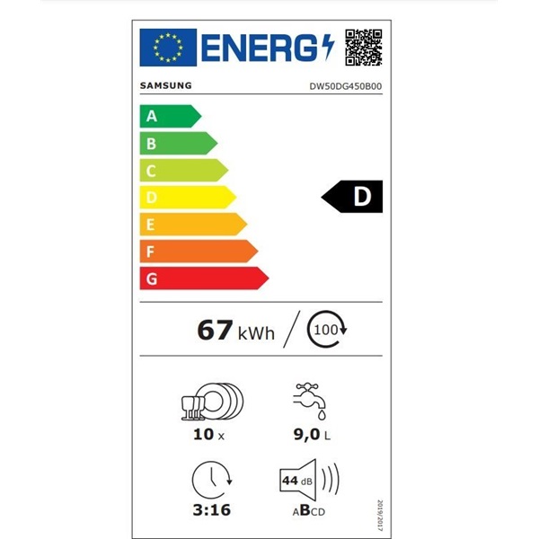 Samsung DW50DG450B00LE beépíthető mosogatógép