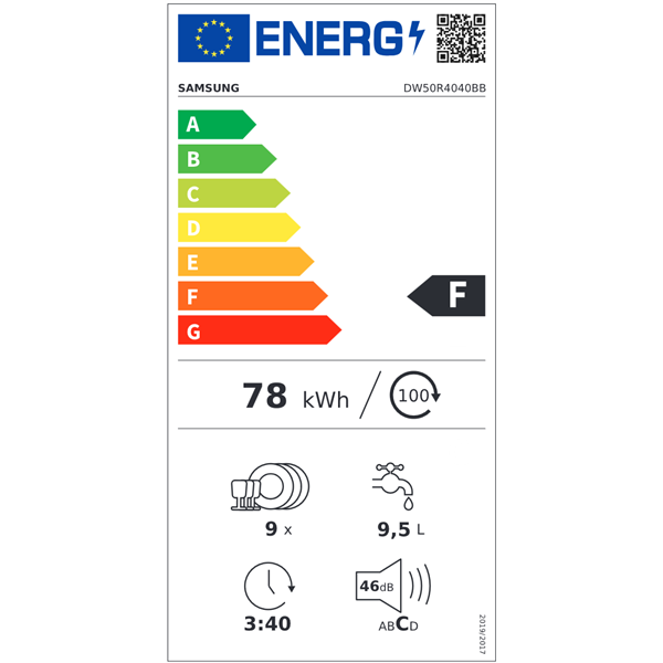 Samsung DW50R4040BB/EO beépíthető mosogatógép