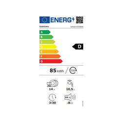 Samsung DW60CG530B00ET fehér, programok száma: 7, beépíthető, 14 terítékes mosogatógép 