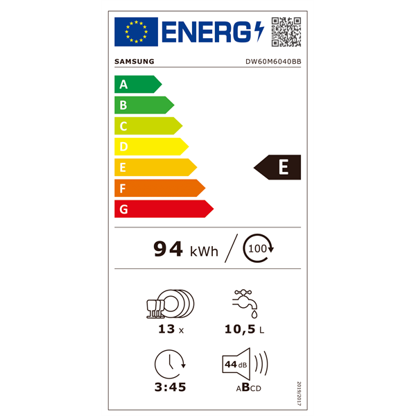 Samsung DW60M6040BB/EO beépíthető 13 terítékes mosogatógép