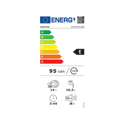Samsung DW60M6050BB/EO fehér, programok száma: 7, beépíthető, 14 terítékes mosogatógép 