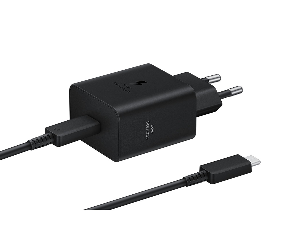 Samsung EP-T4511XBE Super Fast 45W Type-C fekete hálózati töltő + Type-C adat- és töltőkábel