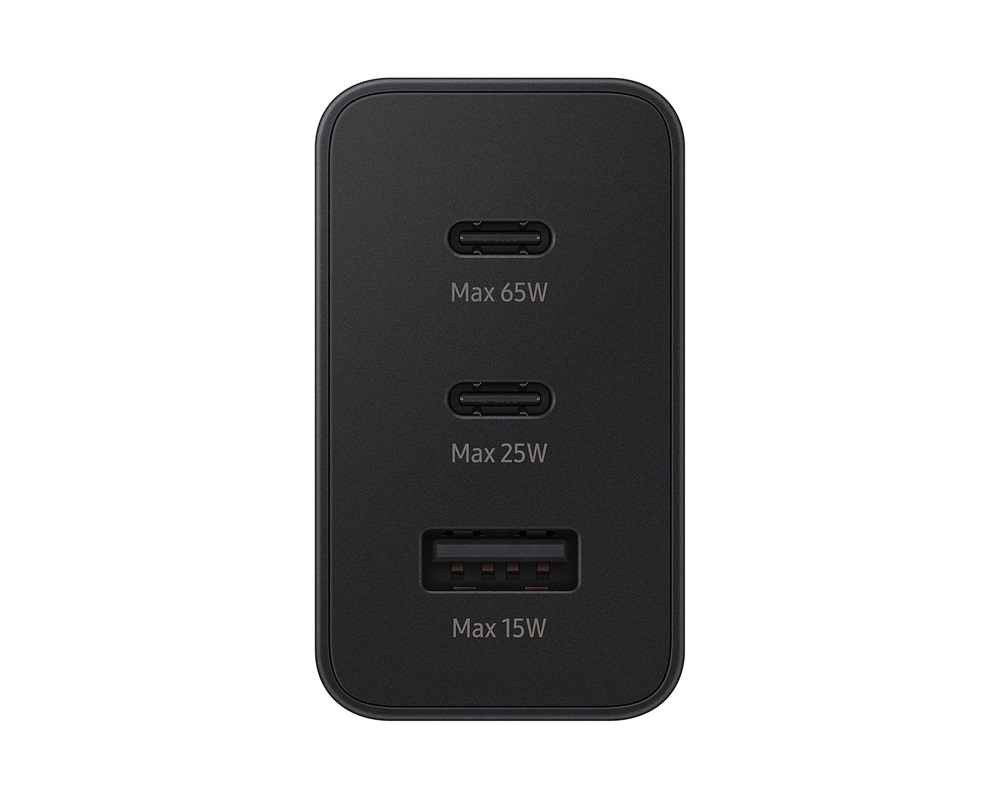 Samsung EP-T6530NBEGEU 65W PD 2xUSB C/USB A fekete hálózati gyorstöltő adapter