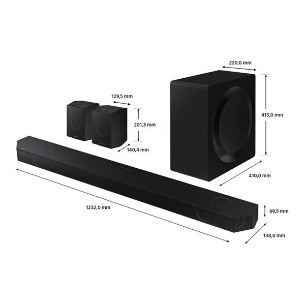 Samsung HW-Q990D/EN 11.1.4 csatornás hangprojektor vezeték nélküli mélynyomóval és hátsó hangszórókkal (Újracsomagolt)