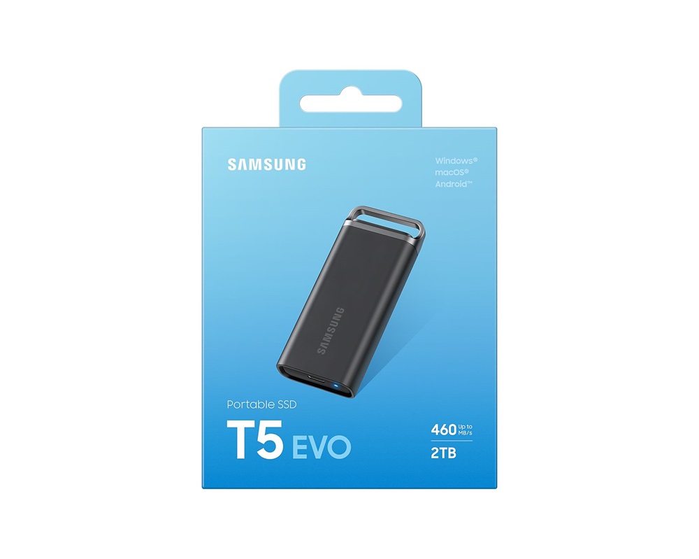 Samsung Hordozható SSD 2TB - MU-PH2T0S/EU (T5 EVO, USB 3.2 Gen 1 (5 Gbps), R/W460MB/s, 2TB)