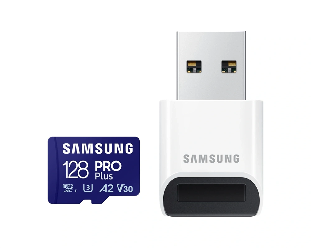 Samsung MicroSDXC kártya - 128GB MB-MD128SB/WW (PRO PLUS kártyaolvasóval, UHS-I, R180/W130, 128GB)