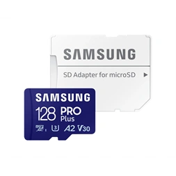 Samsung MicroSD kártya - 128GB MB-MD128SA/EU (PRO PLUS, R180/W130, adapter, 128GB)