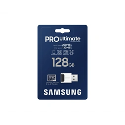 Samsung MicroSD kártya - 128GB MB-MY128SB/WW (PRO Ultimate kártyaolvasóval, Class10, R200/W130, 128GB)