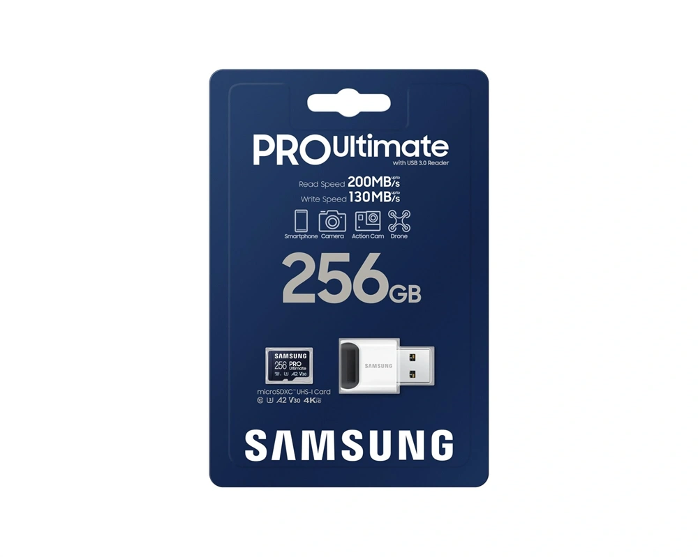 Samsung MicroSD kártya - 256GB MB-MY256SB/WW (PRO Ultimate kártyaolvasóval, Class10, R200/W130, 256GB)