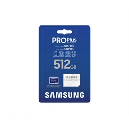 Samsung MicroSD kártya - 512GB MB-MD512SA/EU (PRO PLUS, UHS-I, R180/W130, adapter, 512GB)