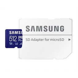 Samsung MicroSD kártya - 512GB MB-MD512SA/EU (PRO PLUS, UHS-I, R180/W130, adapter, 512GB)