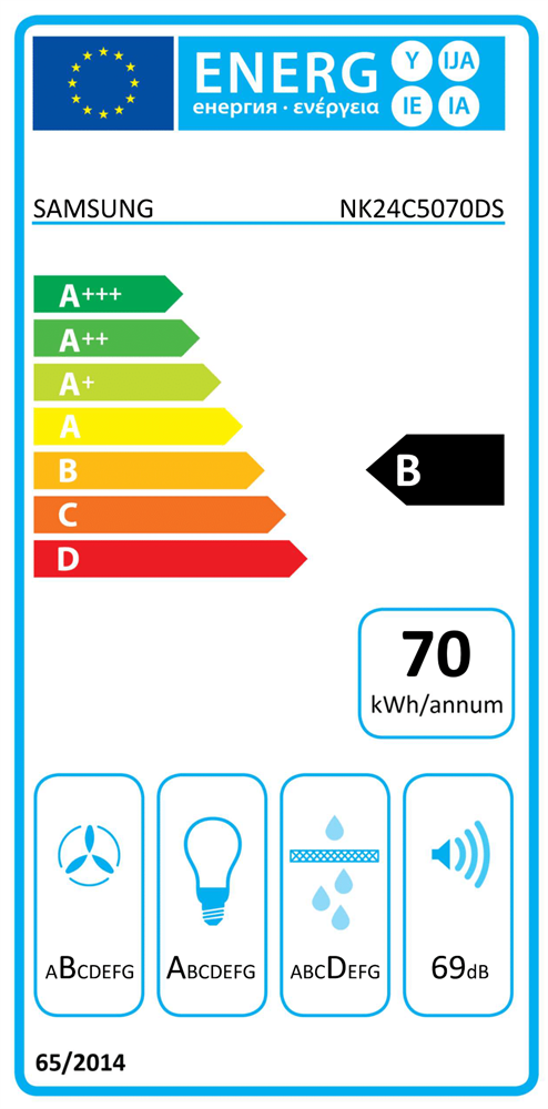 Samsung NK24C5070DS/ÚR ezüst, szabadonálló, kürtős, méret:60 cm, zajszint:69 dB, páraelszívó