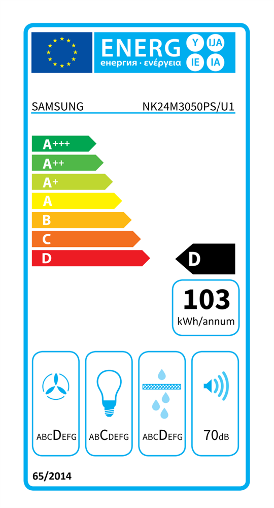 Samsung NK24M3050PS/U1 inox, szabadonálló, kürtős, méret:59,8 cm, zajszint:70 dB, páraelszívó