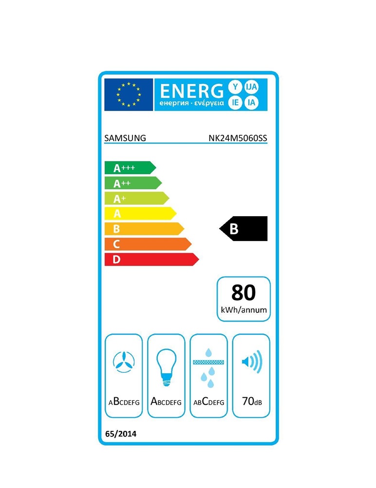 Samsung NK24M5060SS/UR ezüst, beépíthető, kürtős, méret:60 cm, zajszint:70 dB, páraelszívó