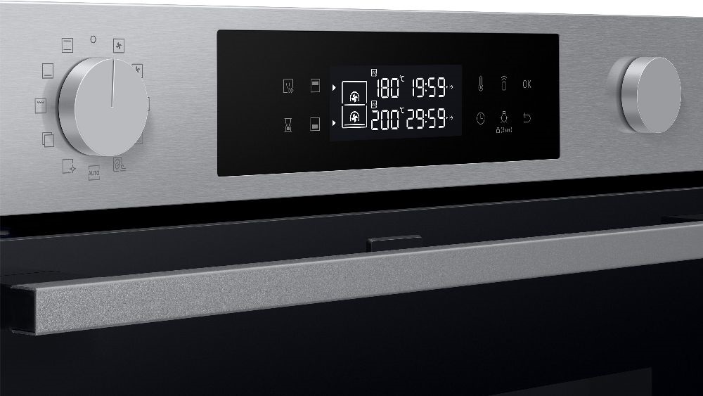 Samsung NV7B4535YAS/U3 inox, beépíthető, sütőtér: 76L, grill, légkeverés, pirolitikus, sütő