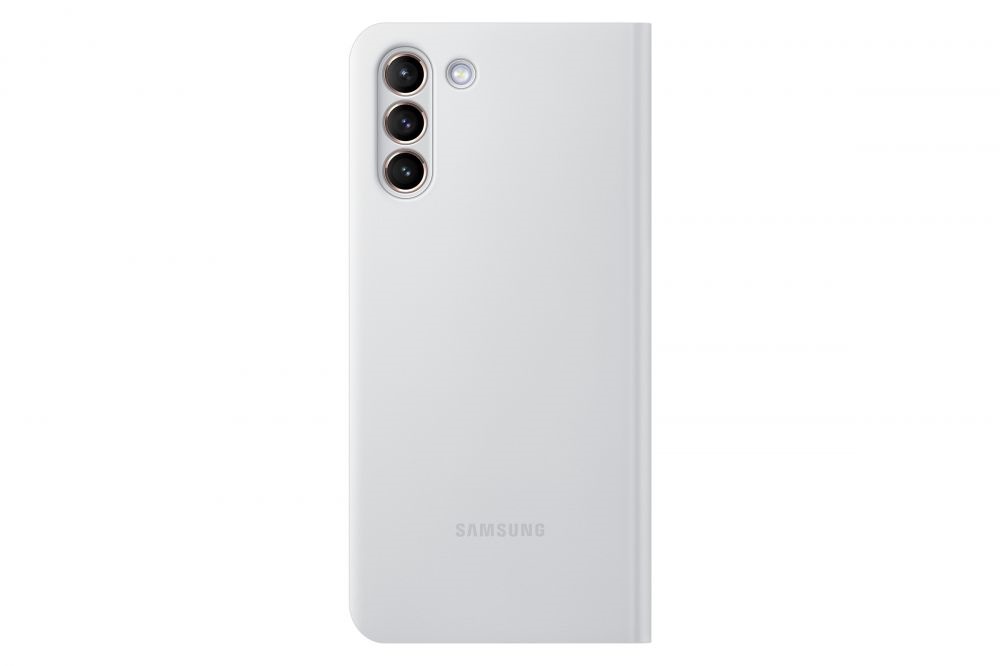 Samsung OSAM-EF-NG996PJEG Galaxy S21 Plus LED view világosszürke oldalra nyíló tok