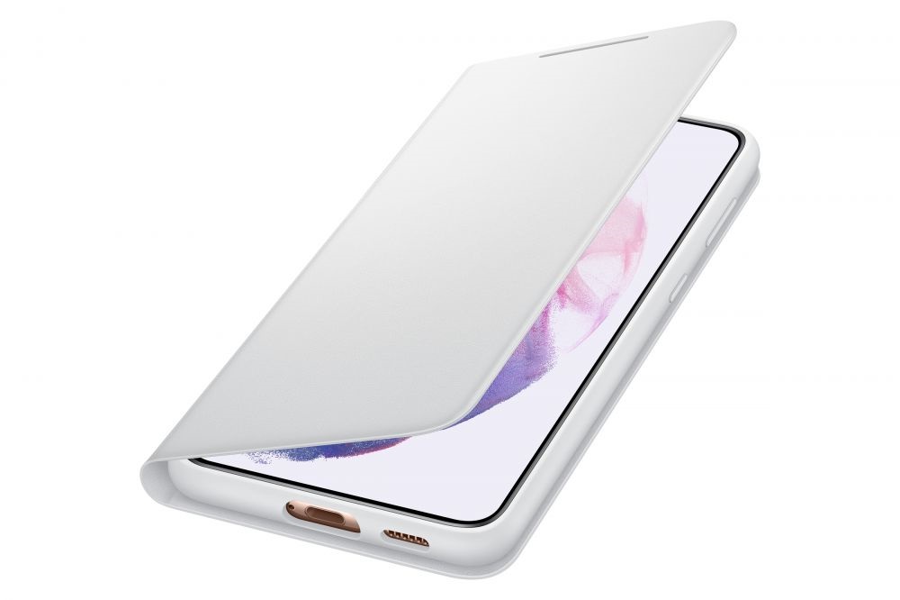 Samsung OSAM-EF-NG996PJEG Galaxy S21 Plus LED view világosszürke oldalra nyíló tok